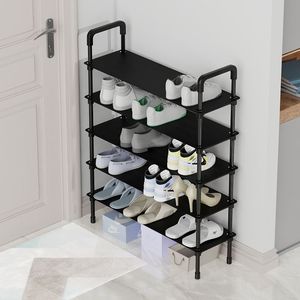 ชั้นวางรองเท้าแบบเรียบง่ายหลายชั้น 5 ชั้น แบบตั้งพื้น ป้องกันฝุ่น สำหรับใช้ในบ้าน หอพัก อพาร์ตเมนต์ - Product Image 5