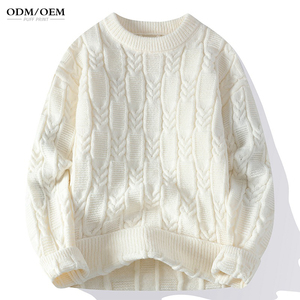 Suéter de Punto Jacquard de Algodón para Hombre, Invierno, Cuello Redondo, Manga Larga, Fabricante OEM/ODM Personalizado - Product Image 4