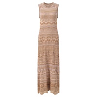 OUDINA 2026 Sommer Ärmelloses Elegantes Wellenmuster Gestricktes Maxi-Tankkleid Pullover Damen Freizeitkleider