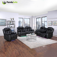 Canapé multifonctionnel 1 2 3 places en cuir inclinable avec massage, console centrale extensible en bois, porte-gobelets audio, pour salon et maison