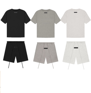 <span class=keywords><strong>Ensemble</strong></span> T-shirt et <span class=keywords><strong>short</strong></span> de haute qualité en coton unisexe avec logo personnalisé, style streetwear décontracté - Product Image 1