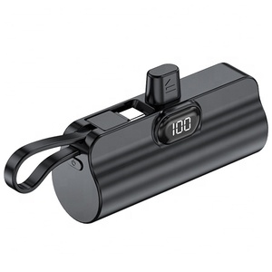Aanpasbare Mini Display Powerbank 5000mAh Draagbaar Ingebouwde Kabel LED Display Snelladen Type-C voor 10W Snelladen - Product Image 1