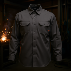 Flame Resistant Cotton <b>Welding</b> Safety <b>Shirt</b> Size M Black Regular Fit 200C 450C Heat Protection - Product Image 2