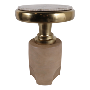 Tavolino rotondo contemporaneo con piano in marmo e base in metallo, piccolo tavolino da salotto o camera da letto - Product Image 1
