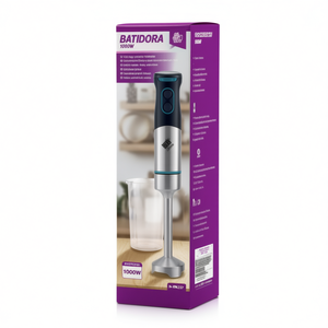 Mixeur plongeant électrique 1001-1500W en acier inoxydable, vitesse variable, commande par bouton-poussoir, usage domestique et cuisine - Product Image 1