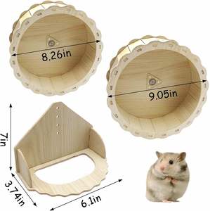 Roue de <span class=keywords><strong>hamster</strong></span> Roue de course silencieuse en bois Convient aux gerbilles, souris, cochons d'Inde, hamsters syriens nains - Product Image 2