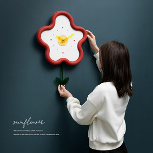 Nordic Style Flower Wall <b>Clock</b> Modern Minimalist Quartz <b>Clock</b> For Living Room Decoration <b>Battery</b> Powered Single Face - Product Image 2