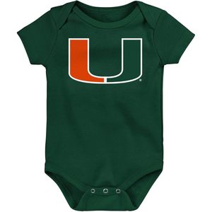FOXA Miami Hurricanes Infant Creeper <b>Bodysuit</b> Green 0-24 Months Primary Logo Short Sleeve - Product Image 1