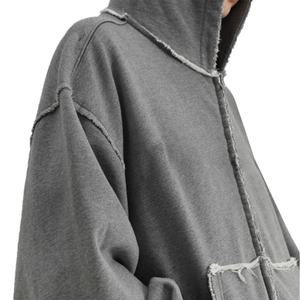 เสื้อฮู้ดดี้ผู้ชายทรงหลวม น้ำหนัก 500 กรัม ผ้าฝ้าย 100% ลุคทำสีซีดสไตล์วินเทจ สีพื้น สตรีทแฟชั่น - Product Image 4