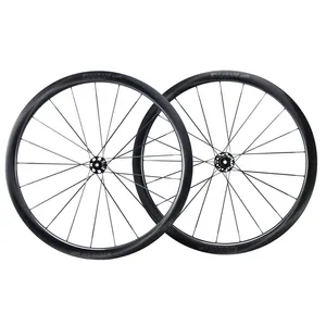 Superlichte Carbon Platte Spaken 38Mm Schijfrem Verf Minder Wielset 36 Ratel Freehub