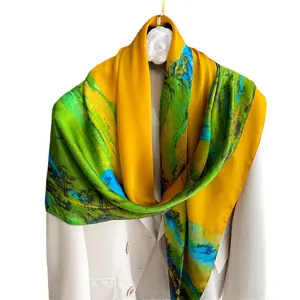 ZANDY OEM простой большой квадратный шарф 110 см парчовый имитационный шелковый шарф сочетаемый цвет все осень и зима накидка