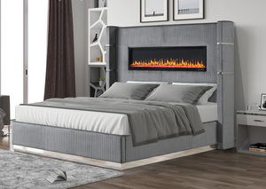 Modern Home Wooden King 5-Piece Bedroom Set with Ambient Lighting in Wood Finish - Product Image 4