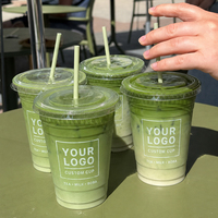Gobelets jetables en PP à paroi simple, transparents, avec logo personnalisé, 12oz/18oz/22oz, pour café, thé au lait, boissons froides/chaudes, résistants au congélateur et à la chaleur