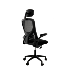 Chaise de bureau exécutive moderne, design ergonomique en maille, appui-tête réglable, fonction pivotante en nylon, base en métal chromé, mécanisme d'inclinaison - Product Image 1