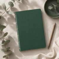 Carnet promotionnel A5 en coton recyclé kraft, reliure cousue personnalisée, 80 feuilles, gaufrage à sec, marque-page ruban