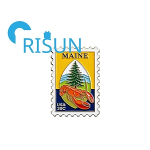 Magnete, Spilla, Distintivo da Bavero Personalizzato in Metallo Smaltato con Mappa della Bandiera dello Stato del Maine degli Stati Uniti, Souvenir da Viaggio per la Spiaggia, Regalo all'Ingrosso - Product Image 3