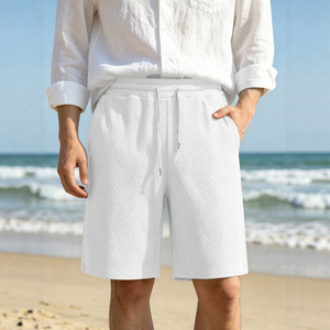 <b>Black</b> Textured <b>Men</b> <b>Shorts</b> Casual Drawstring Lounge <b>Short</b> Pants for Beach Travel - Product Image 2