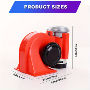 Klaxon pneumatique 12V DC en plastique rouge pour moto, camion, voiture, rénovation et mise à niveau - Product Image 4