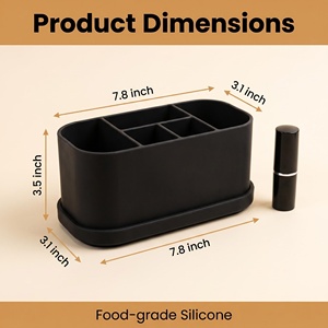 Multi Functional Silicone <b>Makeup</b> Organizer With Suction Cup Base Anti Slip Cosmetic Storage <b>Holder</b> <b>Makeup</b> Brush Organizer - Product Image 6