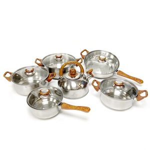 Juego de Utensilios de Cocina de Acero Inoxidable para Acampar, 12 Piezas, Venta al por Mayor, Juego de <span class=keywords><strong>Ollas</strong></span> <span class=keywords><strong>y</strong></span> <span class=keywords><strong>Sartenes</strong></span> Económico - Product Image 1