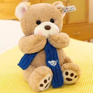 थोक थोक छुट्टी जन्मदिन का उपहार नरम वसा टेडी भालू पशु गुड़िया नीले दुपट्टा आलीशान खिलौना