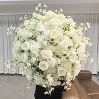 Décoration de mariage en soie artificielle Centres de table de mariage rose Boules de fleurs blanches
