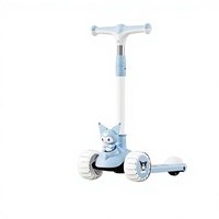 Trottinette silencieuse pour enfants, jouet pour bébé, pliable avec musique, 3-en-1 : trotteur et trottinette, possibilité de s'asseoir et de rouler