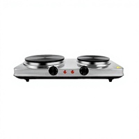 Plaque chauffante portable en acier inoxydable à 2 brûleurs 2500W 220V avec contrôle de la température pour la cuisine et l'utilisation en camping-car