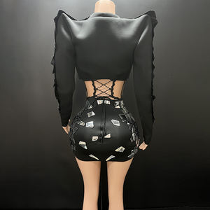 Completo <span class=keywords><strong>da</strong></span> Festa per Donna, <span class=keywords><strong>Abbigliamento</strong></span> Hip Hop, Abito a Due Pezzi per Cerimonie di Apertura, Ultimi Modelli - Product Image 4