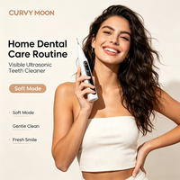 CURVY MOON Détartreur ultrasonique visuel à écran couleur pour le nettoyage des dents, embouts en acier inoxydable, éliminateur de tartre et de plaque dentaire pour les soins bucco-dentaires à domicile