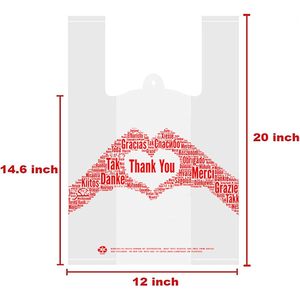 Sacs à T-shirt « Merci » 12x6.5x20 Blancs Réutilisables pour Courses, Lot de 200 en LDPE Sérigraphiés - Product Image 5