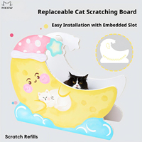 Lit-griffoir pour chat Moon Boat, motif dessin animé mignon, avec coussin ondulé remplaçable, côtés épaissis, design ergonomique incurvé, faible accumulation de débris, spacieux