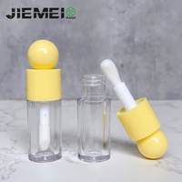 JIEMEI Nuevo Diseño en Stock, Botella de Brillo Labial Vacía de 4ML con Tapa en Forma de Bola, Logotipo Personalizado, Brocha Grande, Tubo de Brillo Labial Redondo y Grueso Único