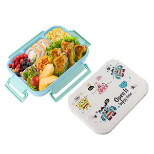 Оптовая цена, оптовая цена, качественная утолщенная 4 решетки, многофункциональная детская Милая пластиковая коробка для завтрака для детей