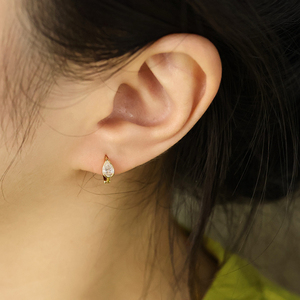 อาซูโอ 18K ทองคำแท้สีเหลือง Au750 เพชรธรรมชาติแท้ 0.35 กะรัต 10 มม. รูปทรงลูกแพร์ ต่างหูแฟชั่นแบบห่วง ของขวัญสำหรับสุภาพสตรี สวมใส่ได้ทุกวัน - Product Image 5
