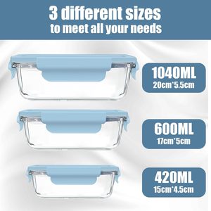 High Borosilicate Glass Lunch Box Household Bento Box <b>Microwave</b> Compartments Preservation <b>Bowl</b> <b>With</b> <b>Lid</b> - Product Image 4