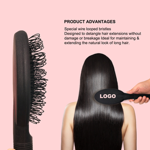 <span class=keywords><strong>Brosse</strong></span> à cheveux compacte en nylon pour extensions de cheveux, <span class=keywords><strong>boucle</strong></span> pour perruque, boucles arrondies, dents de peigne, fonction de démêlage et de brossage - Product Image 4