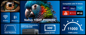 Ultra HD 4K Proyector portátil Beamer Pantalla inalámbrica Espejo Enfoque eléctrico Corrección automática Conectividad BT/WIFI Diseño portátil - Product Image 2