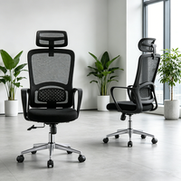 Chaise de bureau ergonomique moderne de haute qualité avec dossier haut en maille, pivotante, réglable en hauteur et extensible