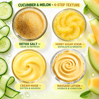 Kit de Pédicure 4-en-1 au Concombre et Melon en Gros : Sel Détoxifiant, Gommage au Sucre, Masque, Lotion de Massage et Ensemble Spa pour les Pieds – Fournitures pour Ongles