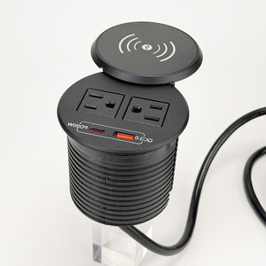 Nuevo Enchufe Empotrable de Escritorio con Carga Inalámbrica y 2 Tomas de Corriente, USB-C PD20W, Tapa Giratoria, para Uso Industrial y Hospitalario, con Conexión de Alimentación Estadounidense - Product Image 4