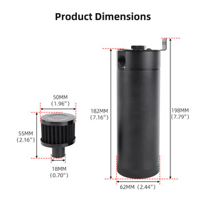 <b>Black</b> Extended Oil <b>Vent</b> Can With Air Filter And Drain Valve For Retrofit Upgrade 87-BK - Product Image 2