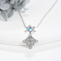 Bijoux en gros 925 argent sterling plaqué rhodium noeud de sorcière pierre de lune noeud celtique pendentif collier