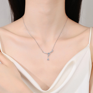 Wholesale Custom Wedding Jewelry 925 <b>Sterling</b> <b>Silver</b> Pendant Moissanite <b>Necklace</b> for <b>Women</b> Birthday Gift - Product Image 2
