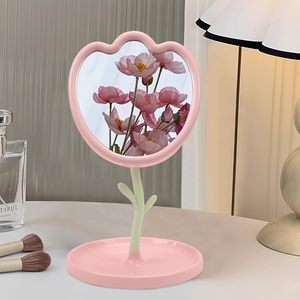Miroir de maquillage floral haut de gamme en forme de tulipe, miroir de table rotatif pour retouches, miroir de courtoisie Princesse - Product Image 2