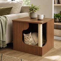 Table d'appoint en bois HANYEE pour chat avec griffoir intégré, niche pour chat d'intérieur