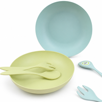 Ensemble de vaisselle biodégradable écologique OEM ODM en fibre de bambou, assiette, bol, fourchette, cuillère pour la maison, les restaurants et la vente au détail