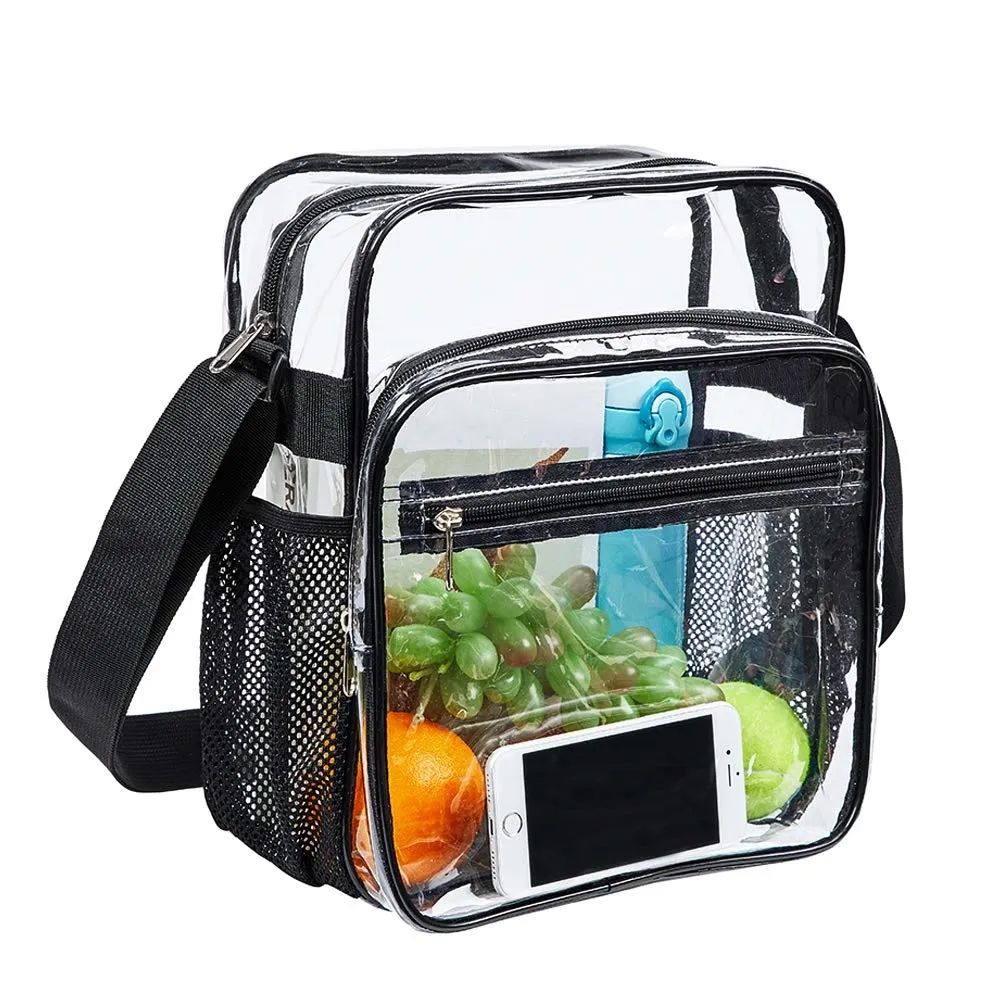 Clear Pvc Cross Shoulder Bag Transparent Lunch Bag With Adjustable Strap For School Teenagers