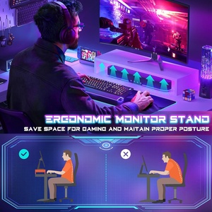 Venta al por mayor LED Pc Gaming Studio Table Home Office Furniture Madera Led <span class=keywords><strong>Escritorio</strong></span> <span class=keywords><strong>Gamer</strong></span> Ordenador <span class=keywords><strong>pequeño</strong></span> <span class=keywords><strong>Escritorio</strong></span> de esquina con estantes - Product Image 3