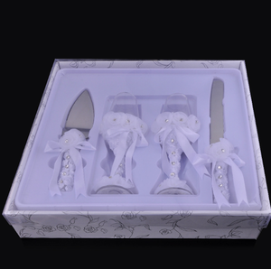 Vendita calda matrimonio Champagne tostatura flauto anniversario bicchieri con papillon in seta e pizzo bicchiere da vino creativo - Product Image 6